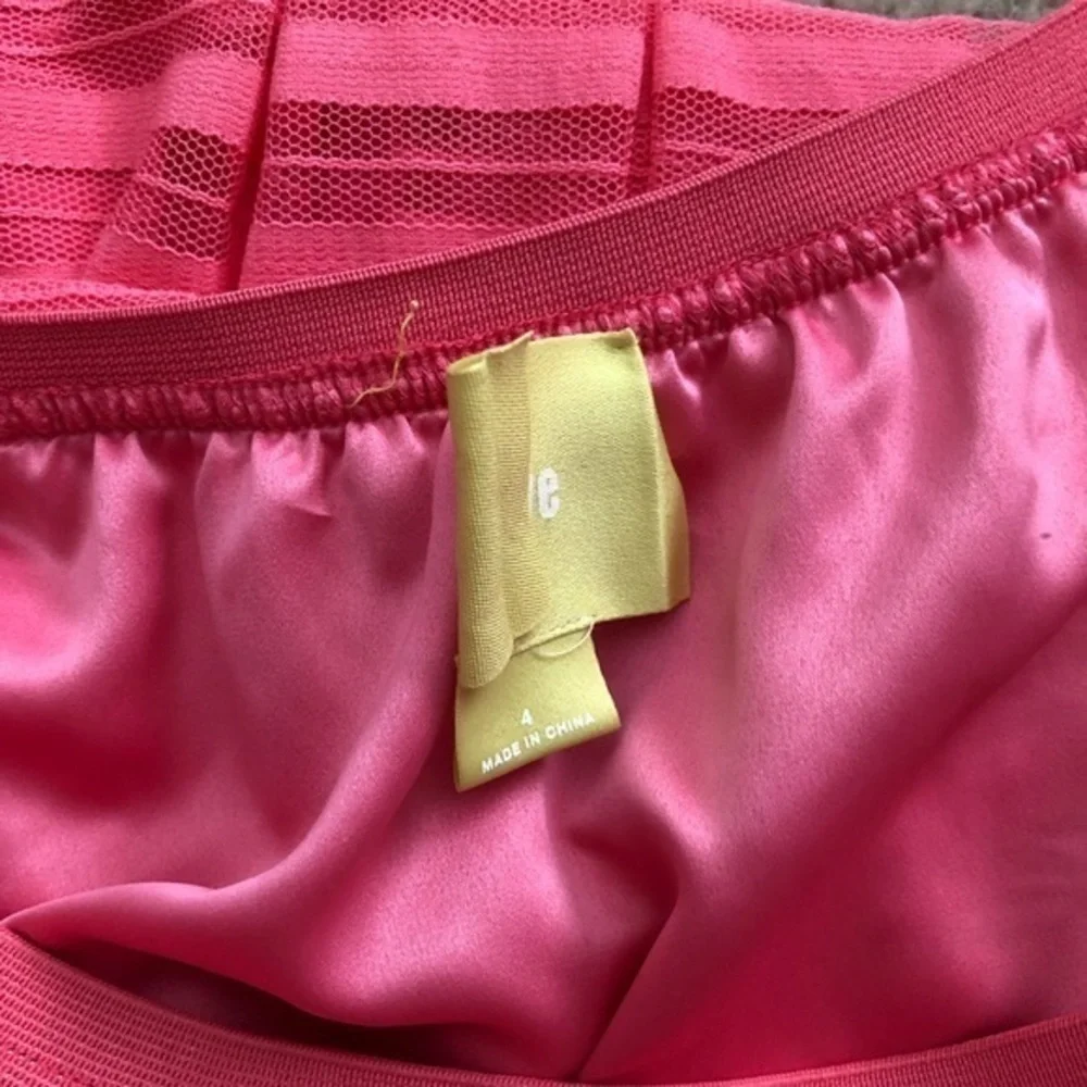 Anthropologie Maeve Coral Skirt Striped Mesh Midi Style Wedding guest
